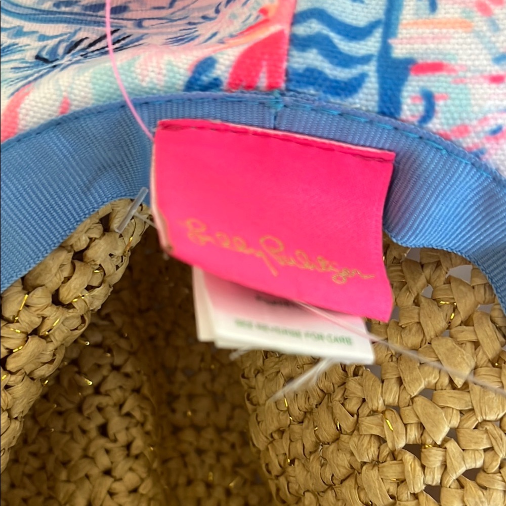 NWT Lilly Pulitzer Blue and Pink Wide-Brim Hat - Picture 10 of 14